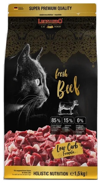 Фото Корм для взрослых кошек LEONARDO Fresh Beef&Poultry 1,5 кг говядина и птица