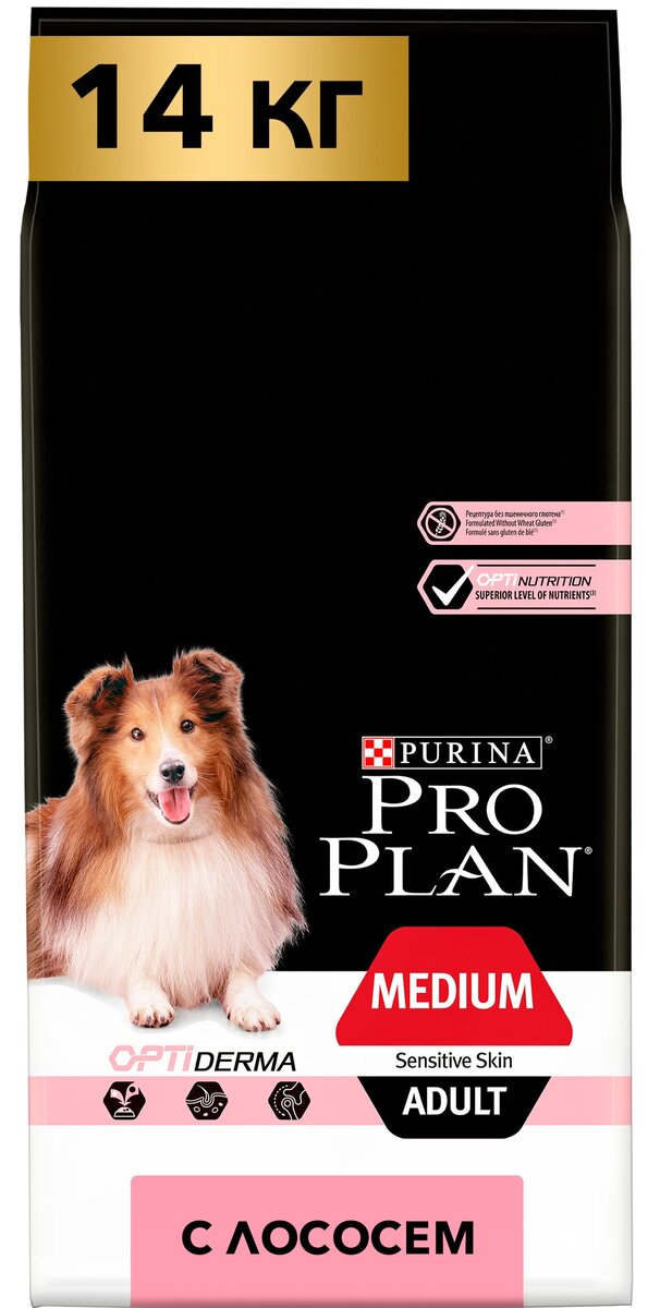 Корм для собак PURINA Pro Plan Adult Sensitive лосось/рис 14 кг