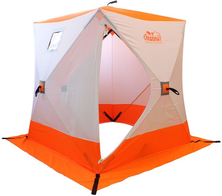 Фото Палатка зимняя куб СЛЕДОПЫТ 1,8 х1,8 м, Oxford 240D PU 1000, 3-местная, цв. бело-оранж. PF-TW-02 (1538)