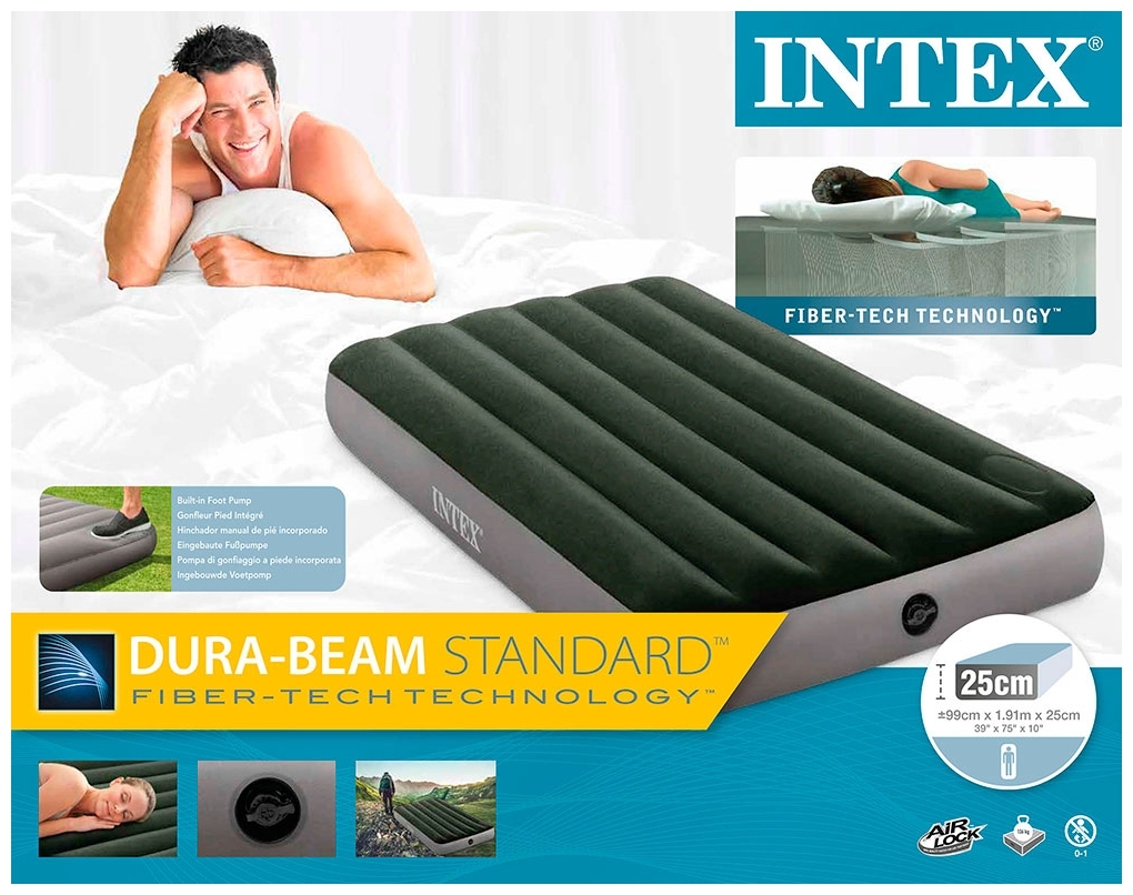 Цена Матрас надувной INTEX 64761 Dura-Beam Downy Airbed (Twin) 191 х 99 х 25 см