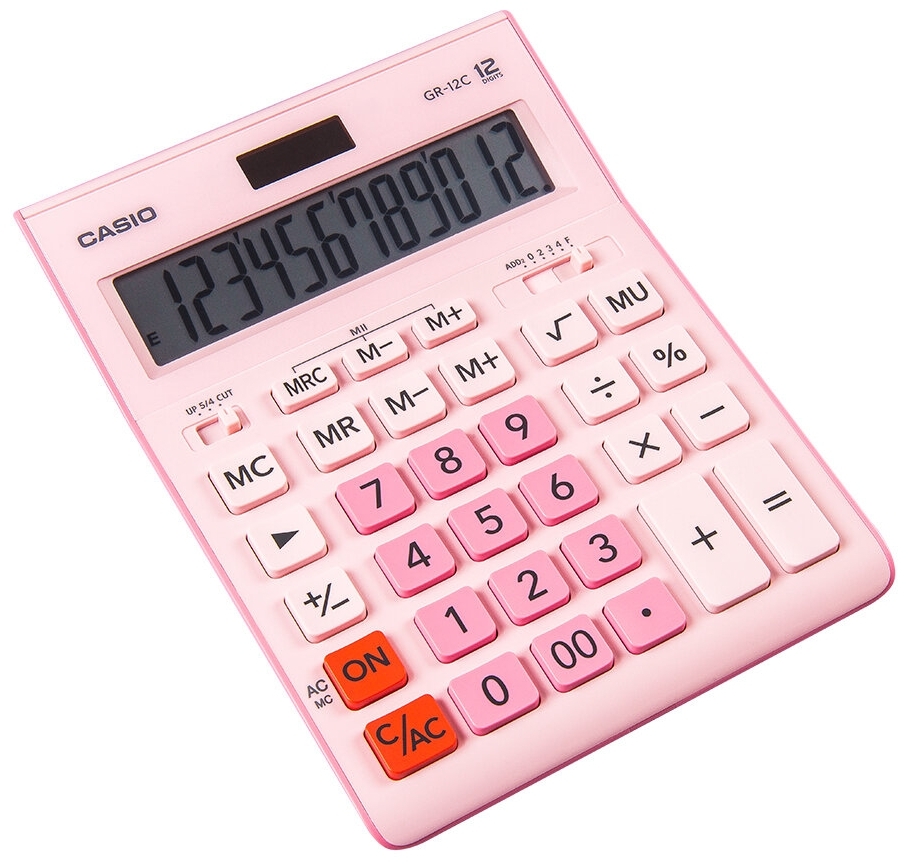 Фотография Калькулятор настольный CASIO GR-12C-PK-W-EP розовый