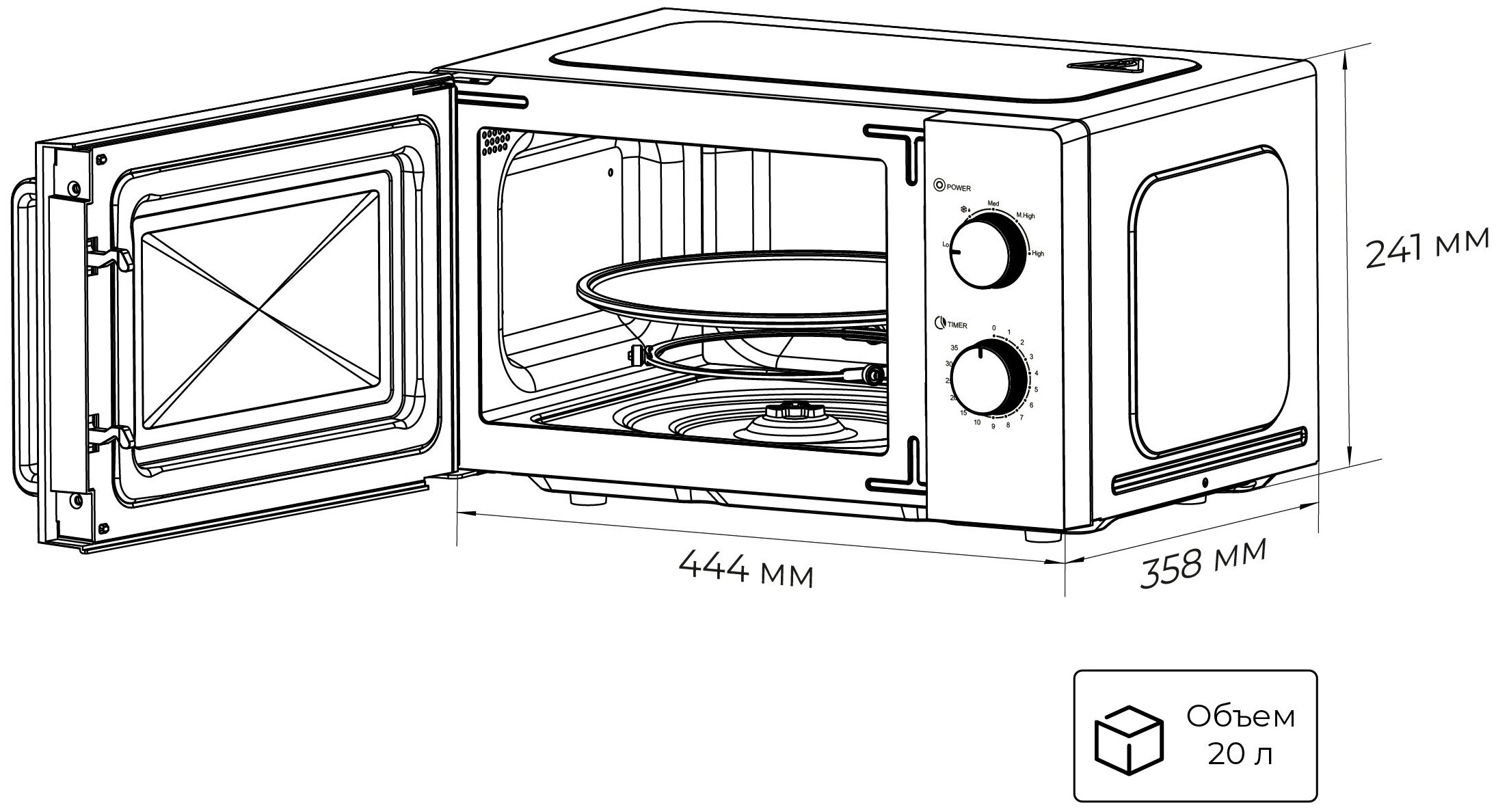 Картинка Микроволновая печь LEX FSMO 20.01 WH