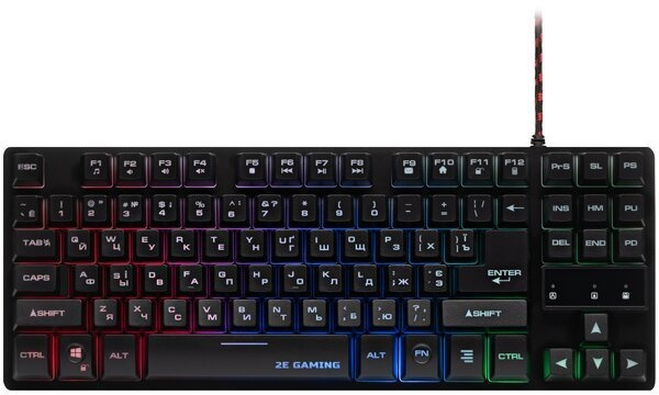 Клавиатура 2E GAMING KG290 87 keys LED USB Black Ukr (2E-KG290UB)