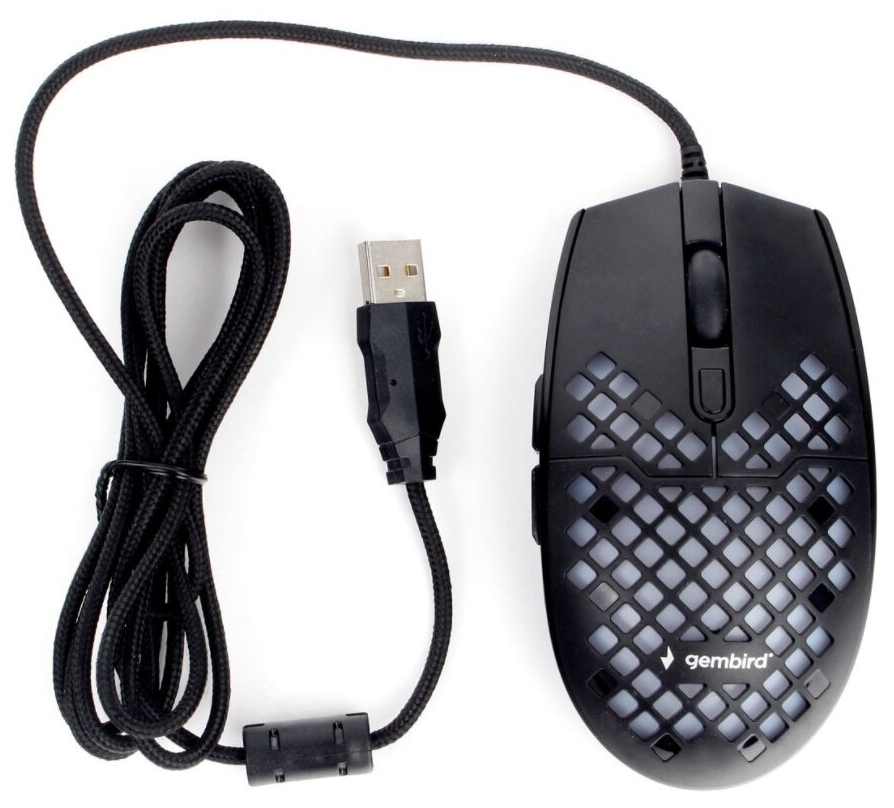 Цена Мышь GEMBIRD MG-760 Optical 800-3200 dpi USB RGB Black