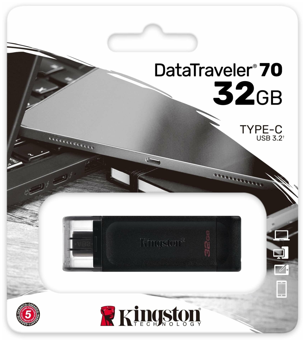Картинка USB накопитель KINGSTON DT70/32GB Black
