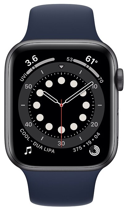 Фото Смарт-часы APPLE Watch Series 6 44mm Space Gray Aluminium Case/Deep Navy Sport Band A2292 (M00J3GK/A)