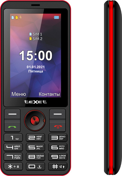 Мобильный телефон TEXET TM-321 Black-Red