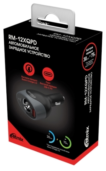 Цена Автомобильное зарядное устройство RITMIX RM-12XQPD Black