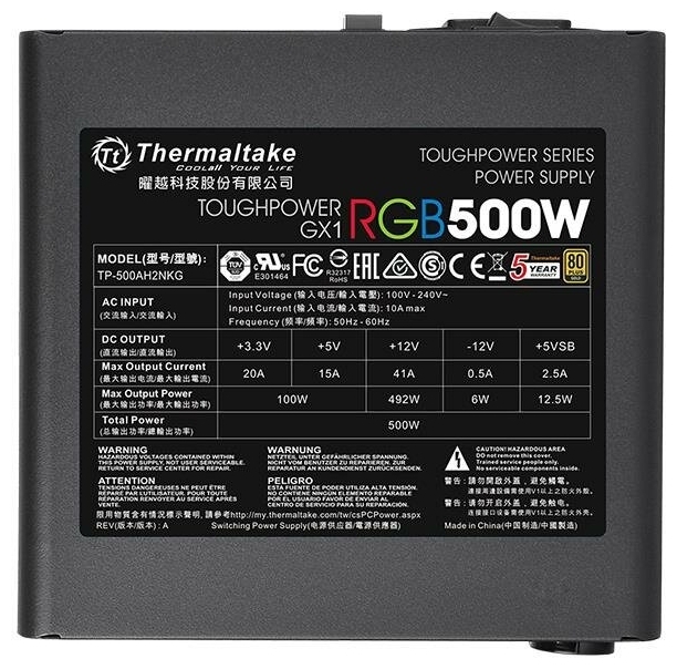 Картинка Блок питания THERMALTAKE Toughpower GX1 RGB 500W PS-TPD-0500NHFAGE-1 Чёрный