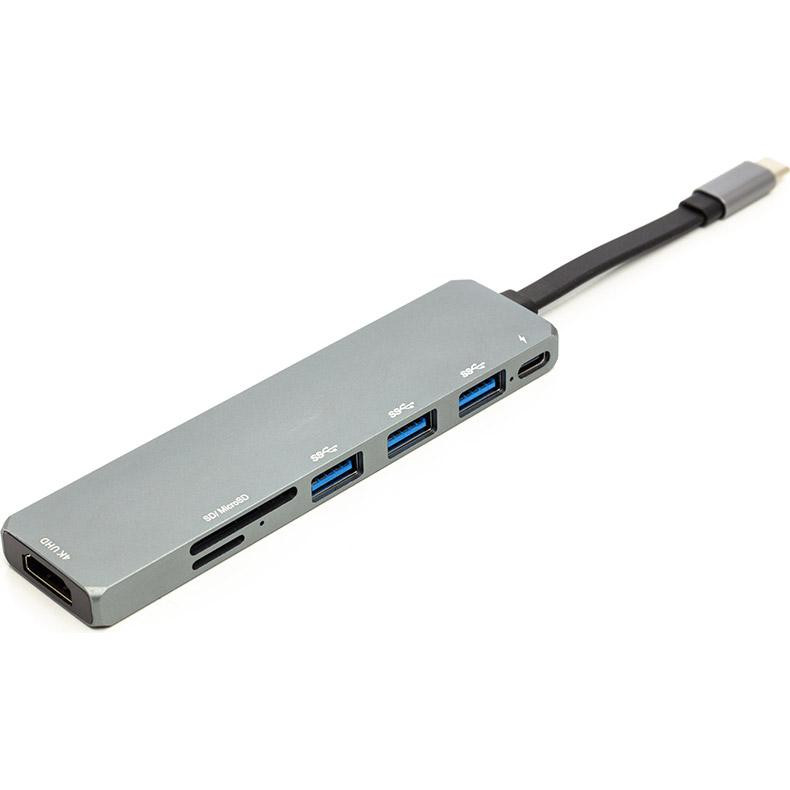 Фото Переходник PowerPlant USB 3.1 Type-C - USB Hub, HDMI, Card Reader (SD, micro SD) CA912094 