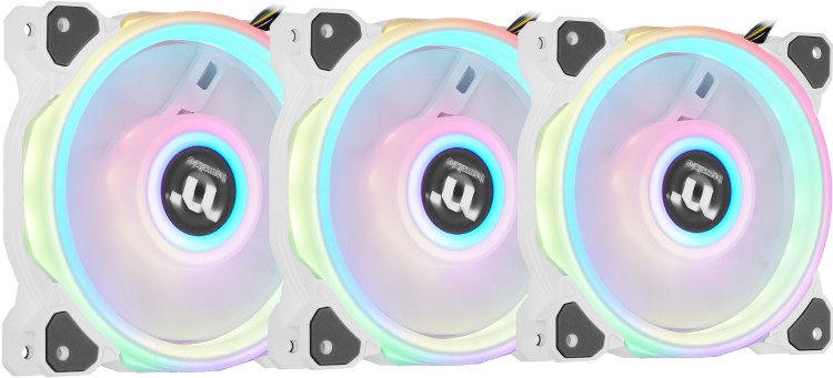 Картинка Кулер для компьютерного корпуса THERMALTAKE Riing Quad 12 RGB White (3-Fan Pack) (CL-F100-PL12SW-A)
