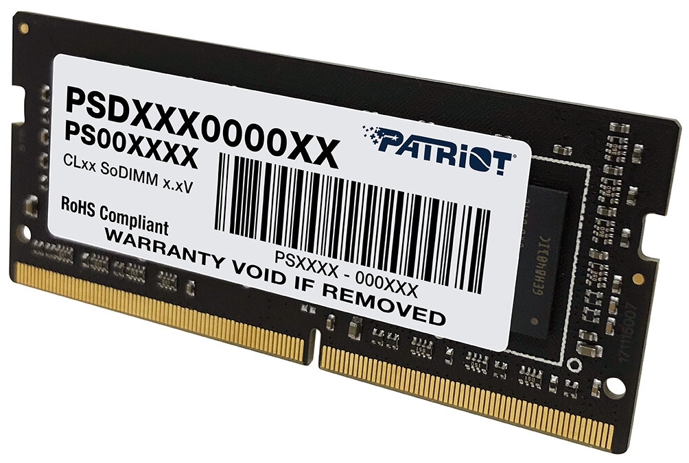 Картинка Оперативная память PATRIOT SODIMM DDR4 PC-21300 (2666 MHz) 8Gb PATRIOT PSD48G266681S