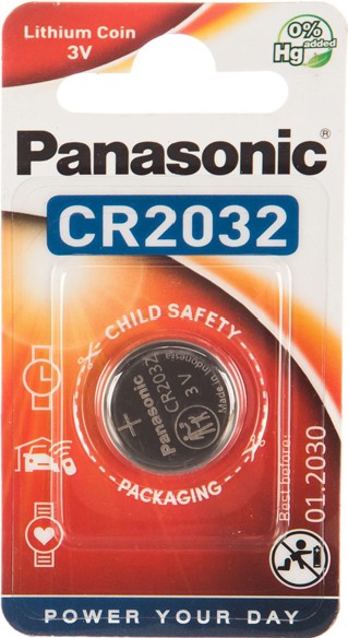 Фото Батарейка дисковая литиевая PANASONIC CR-2032/1BP