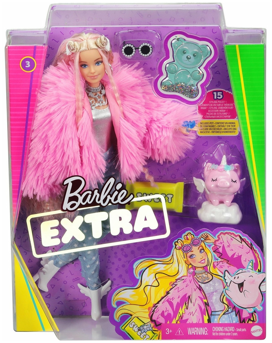 Картинка Кукла BARBIE Extra в розовой куртке GRN280