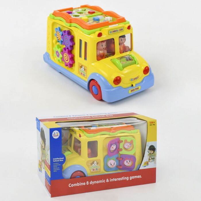 Картинка Развивающая игрушка HOLA TOYS &amp;amp;quot;Интеллектуальный школьный автобус &amp;amp;quot; с подсветкой и музыкой 796