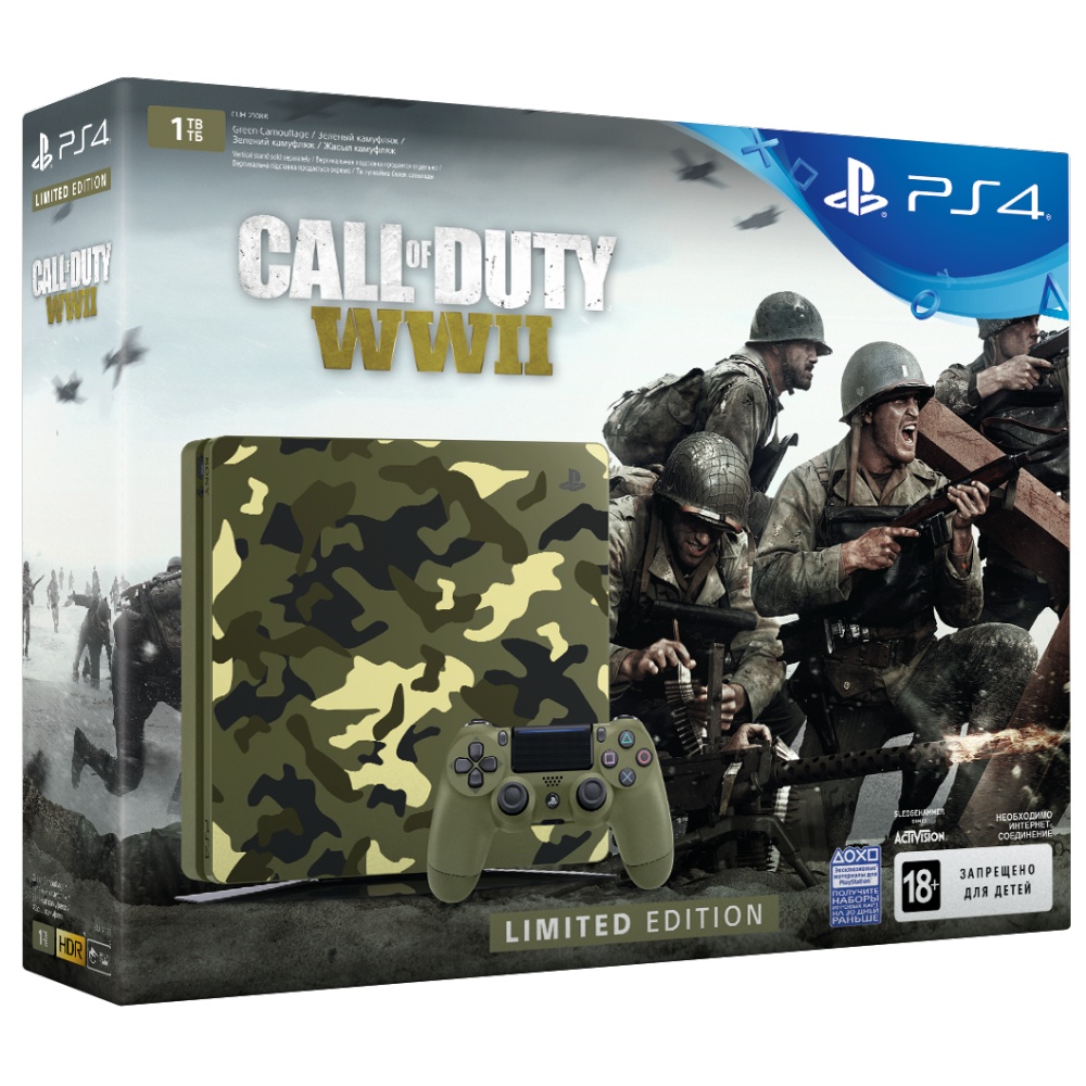 Фото Игровая консоль SONY PS4 1TB (CUH-2108B) Call Of Duty WWII CAMO