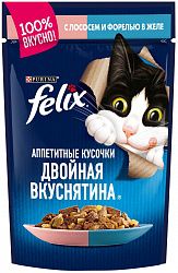 Корм для кошек PURINA Felix Двойной Вкус лосось/форель 85 гр