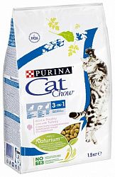 Корм для кошек PURINA Cat Chow Feline 3-в-1 (зубы,шерсть,уринари) 1,5 кг