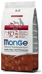 Корм MONGE DOG ADULT для взрослых всех пород с бараниной, рисом и картофелем 2,5 кг (1310)