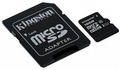 Карта памяти KINGSTON microSDHC SDC10G2/16GB Class 10/adapter SD