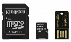 Карта памяти KINGSTON microSDXC MBLY10G2/64GB Class 10/adapter SD/USB reader