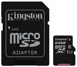 Карта памяти KINGSTON microSDXC SDC10G2/64GB Class 10 UHS-I/adapter SD