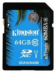 Карта памяти KINGSTON SDXC SDA10/64GB Class 10