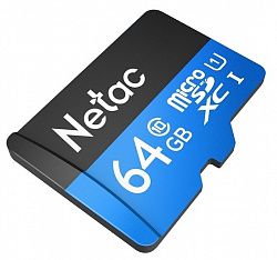 Карта памяти NETAC MicroSD 64GB Class 10 U1 P500STN с адаптером SD