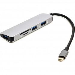 Переходник PowerPlant USB Type-C - 3*USB 3.0 Ports + TF/SD Card Reader CA912100 