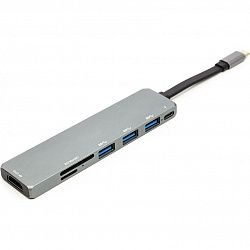 Переходник PowerPlant USB 3.1 Type-C - USB Hub, HDMI, Card Reader (SD, micro SD) CA912094 