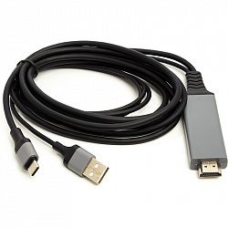 Кабель PowerPlant HDMI (M) - USB (AM) / Type-C (M), 1 м CA912025 