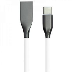 Кабель PowerPlant USB - Type-C, 2м, силикон, белый CA910748