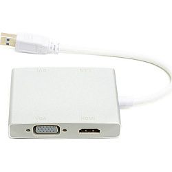 Переходник PowerPlant USB 3.0 - HDMI, DVI, VGA, RJ45 Gigabit Ethernet CA912087 