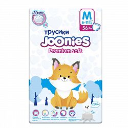 Подгузники-трусики Joonies Premium Soft, размер M (6-11 кг), 56 шт 953214KZ
