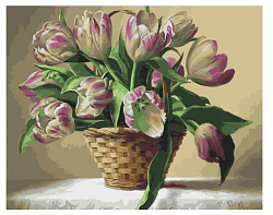 Картина по номерам Paintboy GX 34018 Корзина тюльпанов 40*50