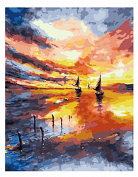 Картина по номерам Paintboy GX 34370 Парусные лодки на закате 40*50