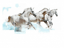 Картина по номерам Paintboy WX 1087 Белые лошади 30*40*2+30*60*2+30*80