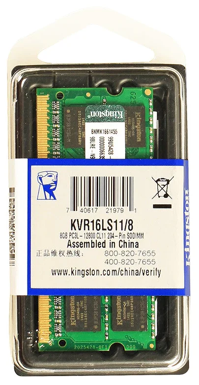 Фотография Модуль памяти для ноутбука KINGSTON KVR16LS11/8