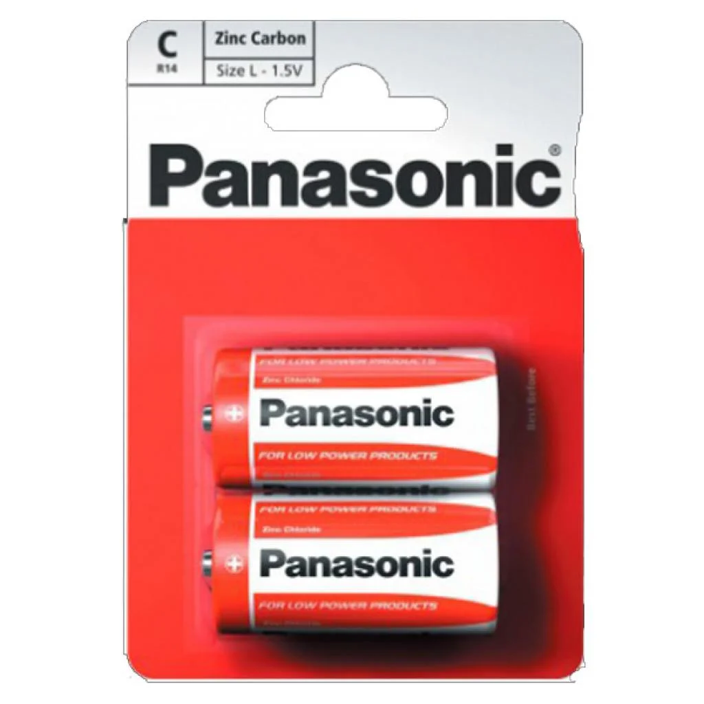 Батарейка солевая PANASONIC R14REL/2BP Red Zinc С/2B